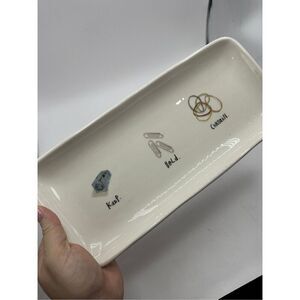 Rae Dunn magenta "Keep, Hold, Contain" rectangular trinket Dish